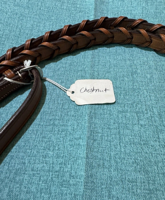 NEW Bobby’s 119 English Flat Laced Leather Reins 5/8”x54” Chestnut Silver Spur