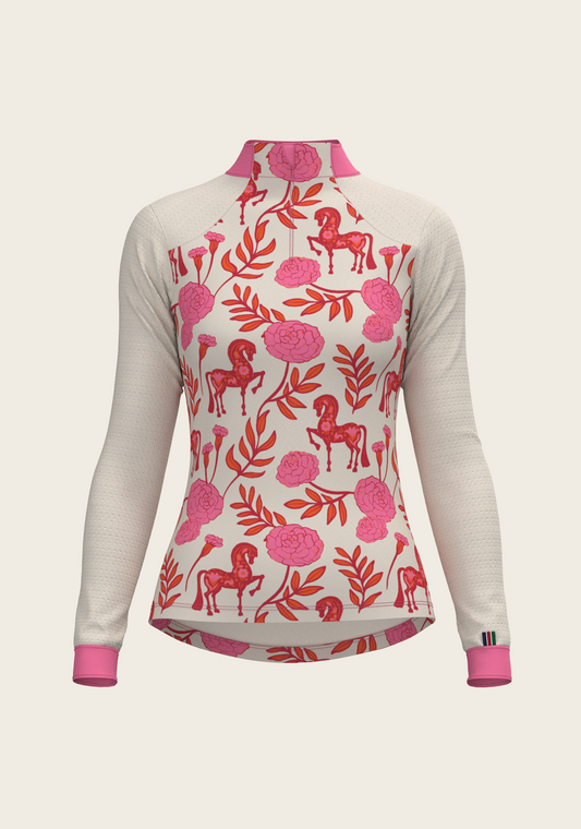 Peony in Pink Sport Mesh Quarter Zip Sun Shirt