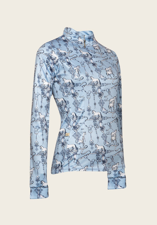 Espoir Sky Blue Carnival Quarter Zip Sun Shirt