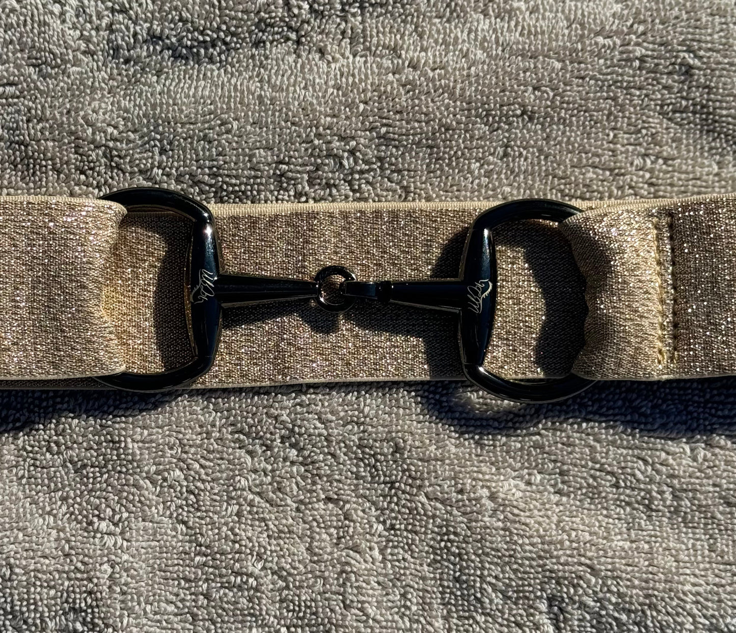 Sparkle tan 1.5 equestrian black gun metal Snaffel bit belt buckle