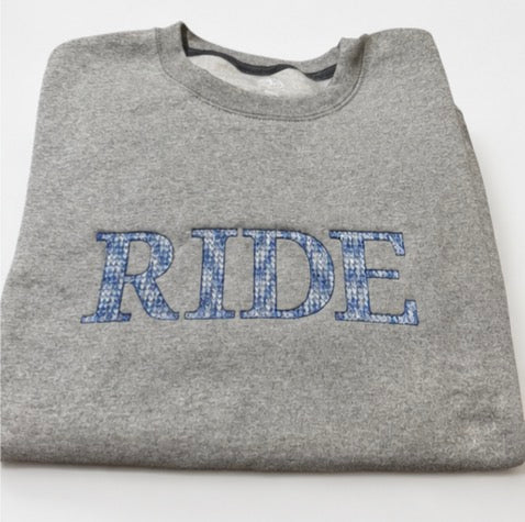 Gray RIDE Embroidered Sweatshirt