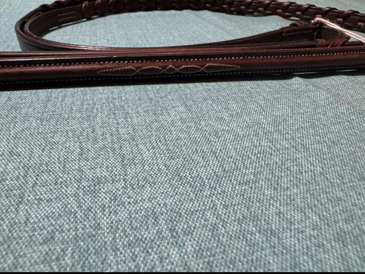 Bobby’s 104-FH Brown Raised w/Fancy Stitching Laced Rein 5/8”X54”