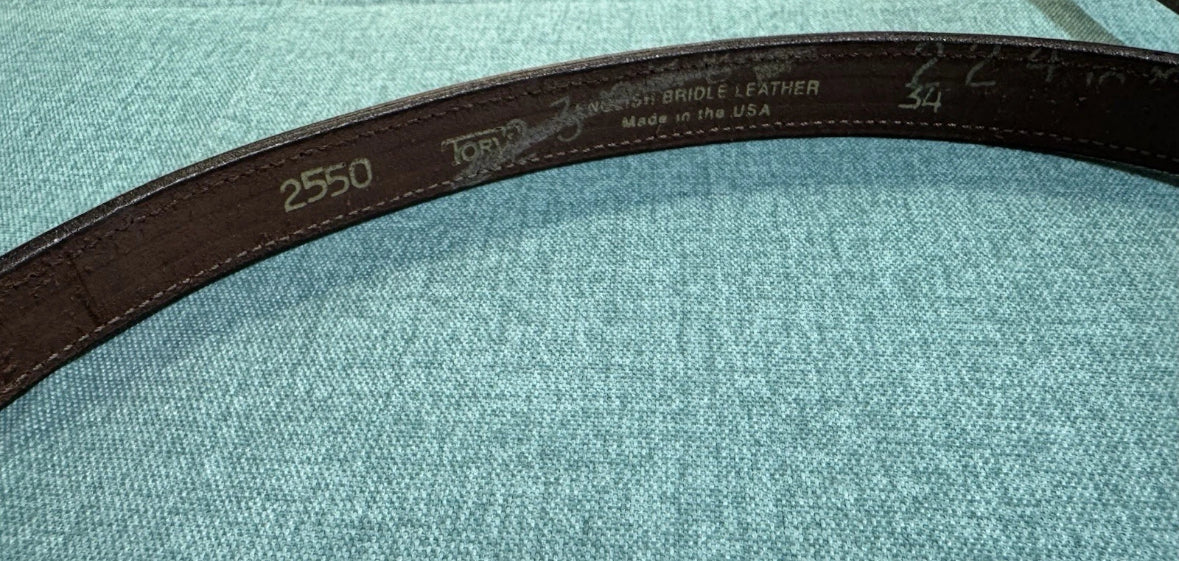 Ladies Tory Leather Havana Clincher Belt Size 34 2550