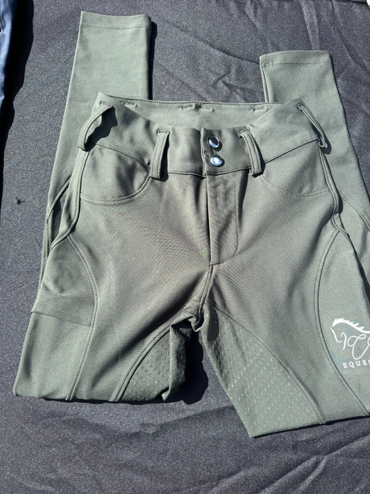 Green Button up Breeches Amy Green full bottomed logo CM pocket