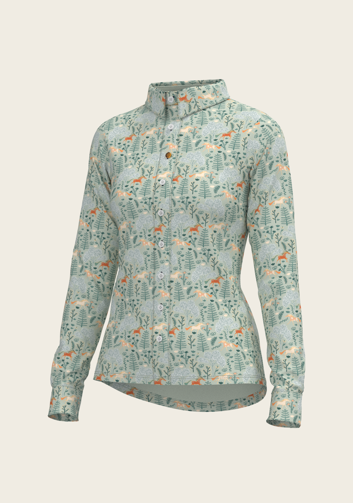 Forest on Lime Ladies Button Shirt