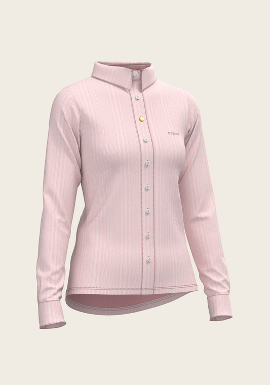 Stripes on Rose Ladies Button Shirt