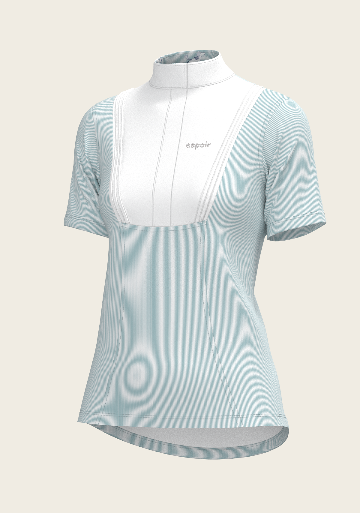 Stripes in Sky Blue Short Pleated Short Sleeve Show Shirt