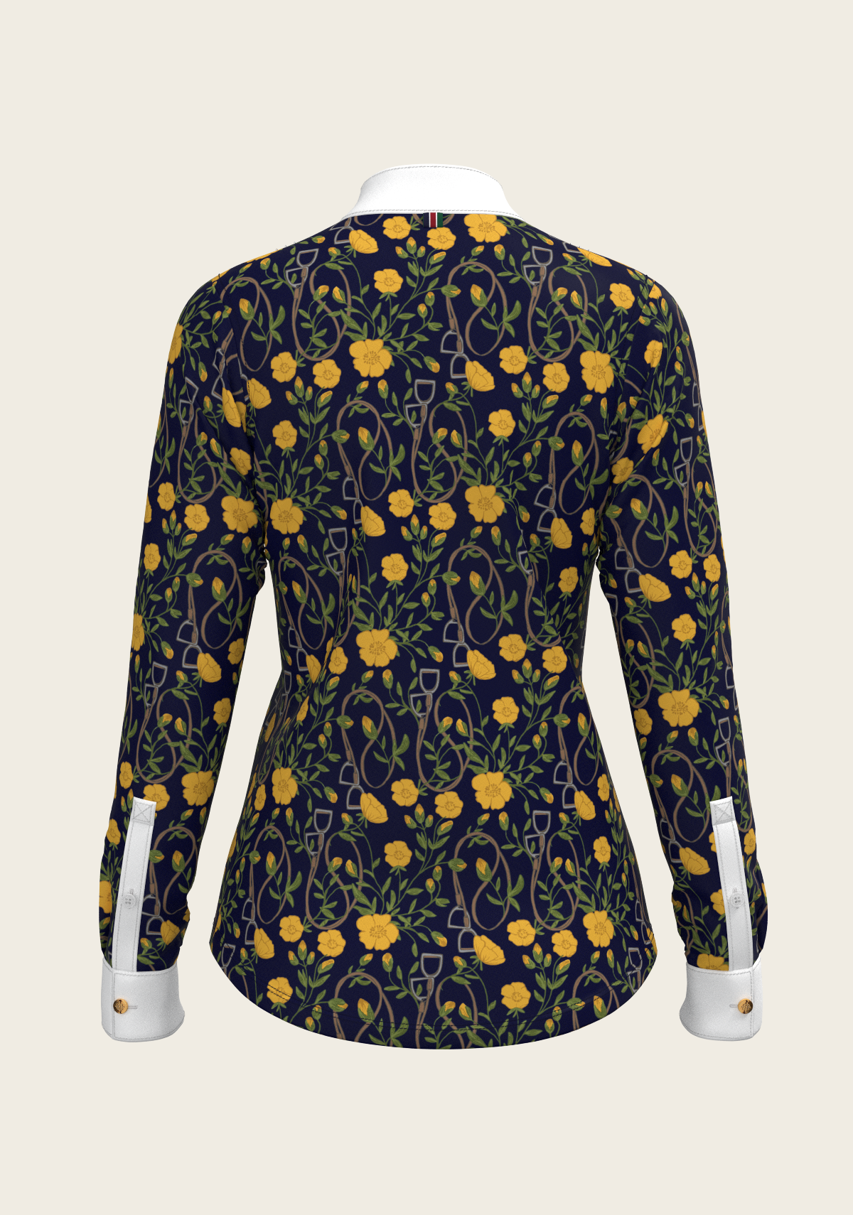 Navy Stirrups Short Pleated Long Sleeve Show Shirt