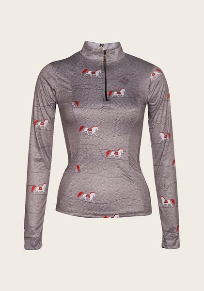 Espoir Red Horse Quarter Zip Sun Shirt