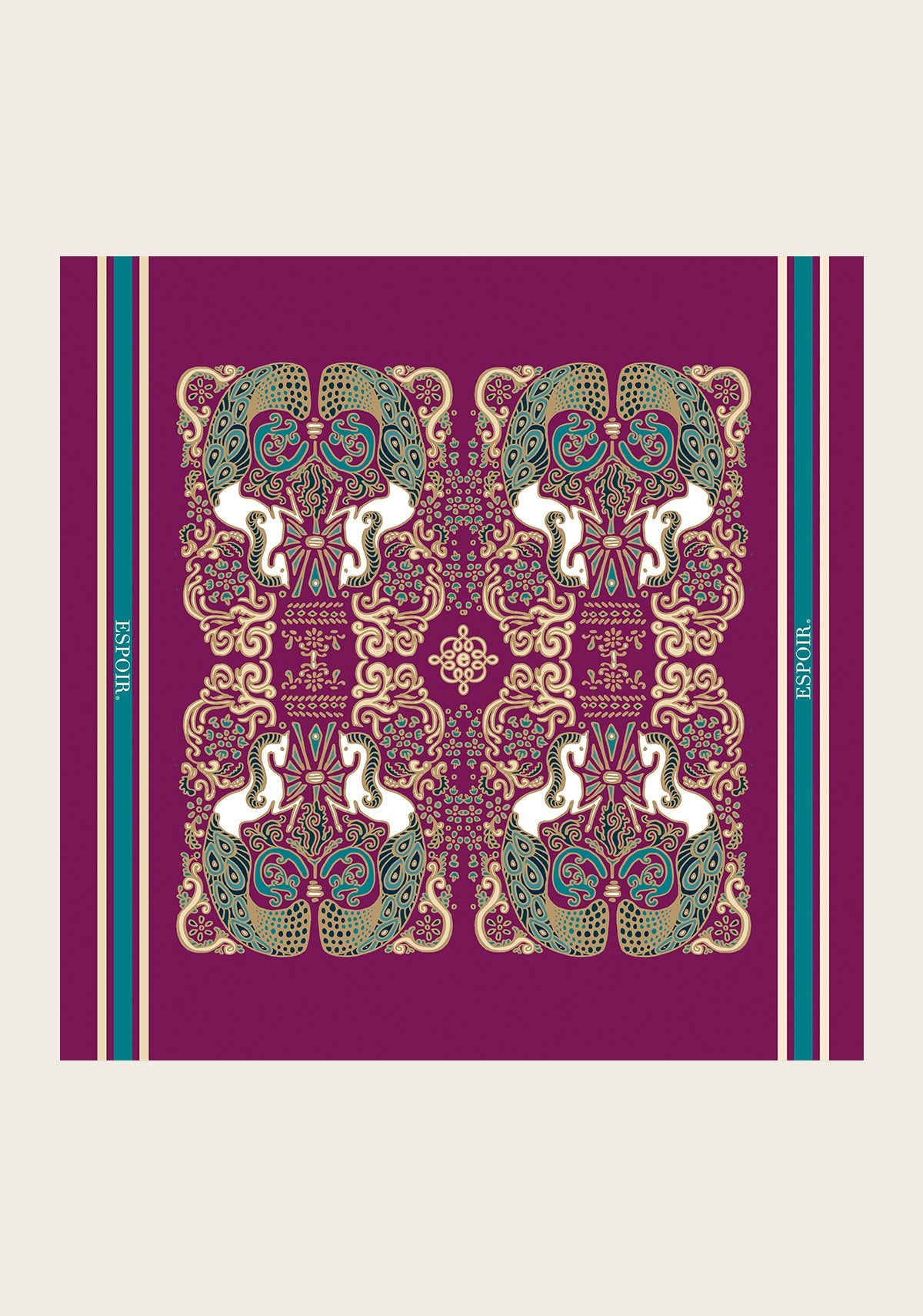 Mermaid Horses on Berry Square Scarf