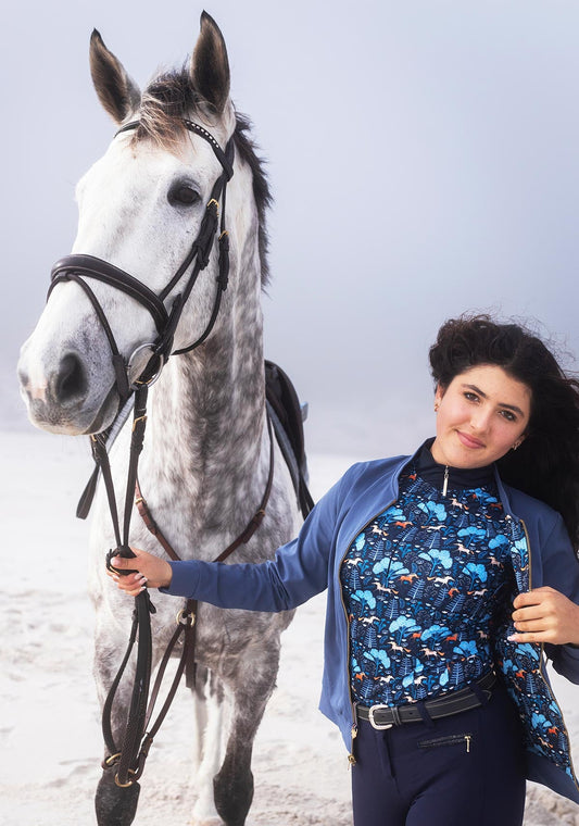 Forest on Navy Quarter Zip Sun Shirt