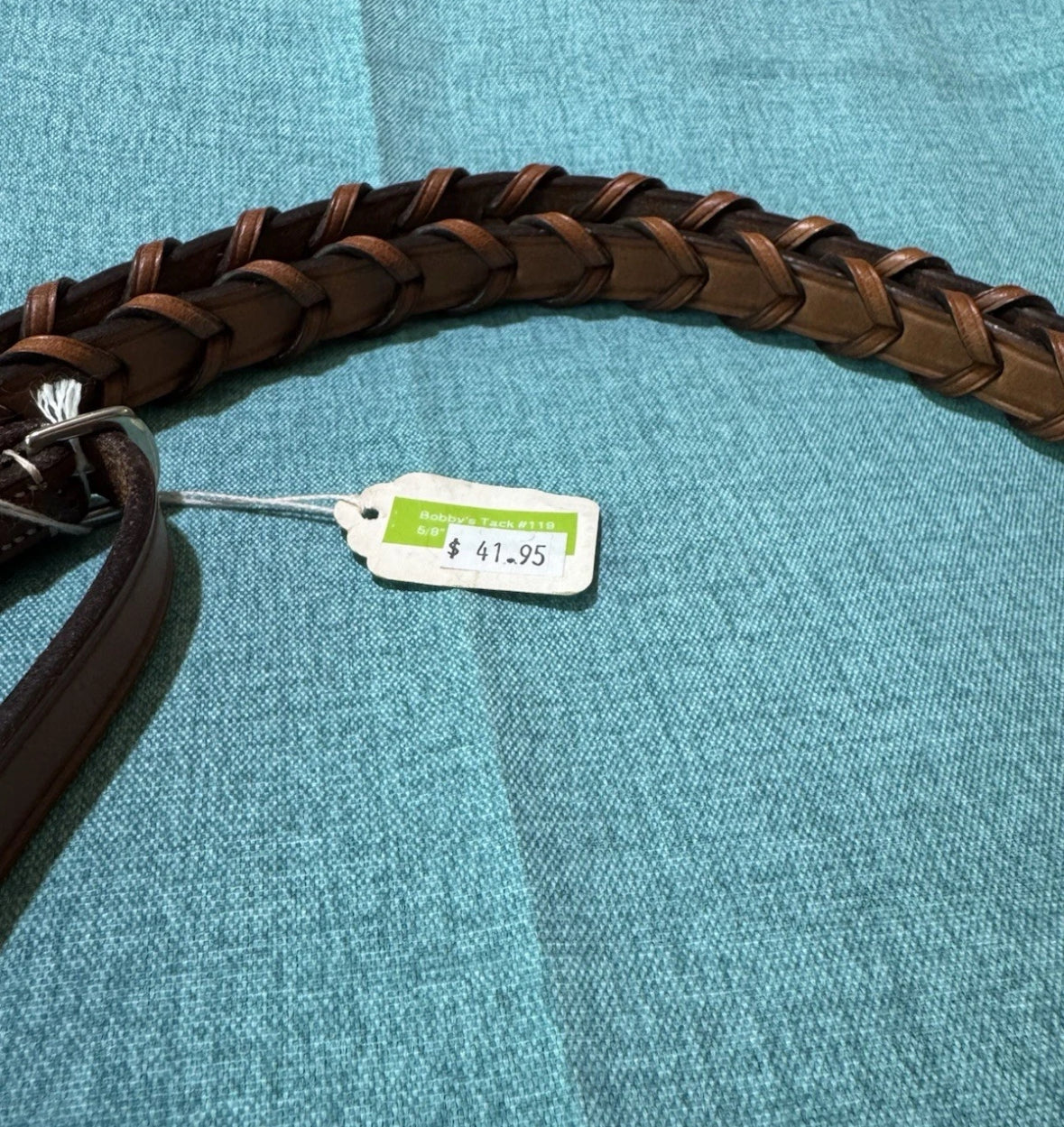 NEW Bobby’s 119 English Flat Laced Leather Reins 5/8”x54” Chestnut Silver Spur