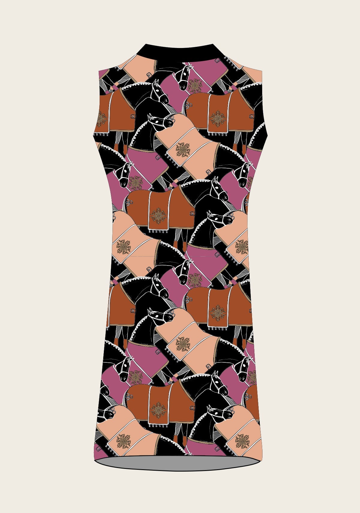 Black Blanketed Horse Golf Dress