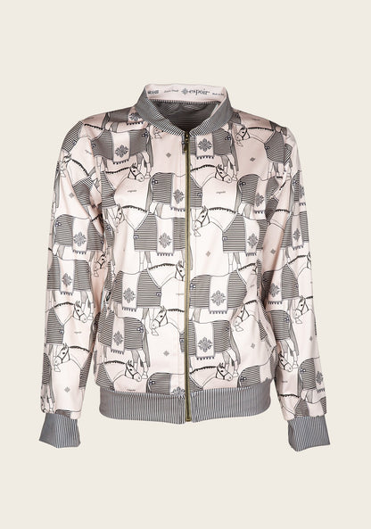 ON SALE!!! Espoir Beige Blanketed Horse Bomber Jacket
