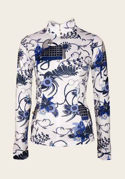 Botanical Blue Quarter Zip Sun Shirt