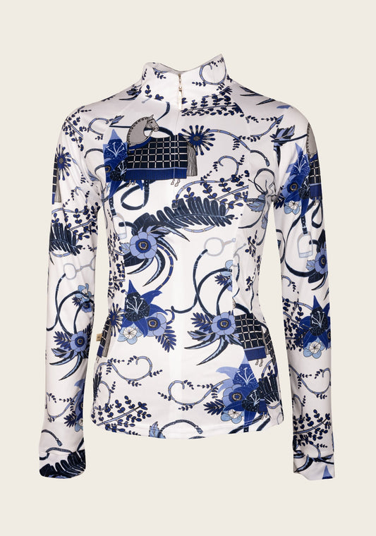 Botanical Blue Quarter Zip Sun Shirt