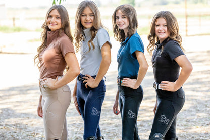 Equestrian, short sleeve zip up shirt CM Equestrian logo