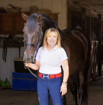 Equestrian, short sleeve zip up shirt CM Equestrian logo