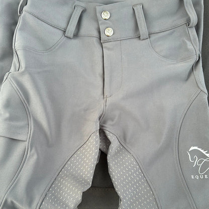 Dark Grey Button up CM logo Breeches Women's Full Seat Riding Active Silicon Grip Horse Riding Equestrian Breeches