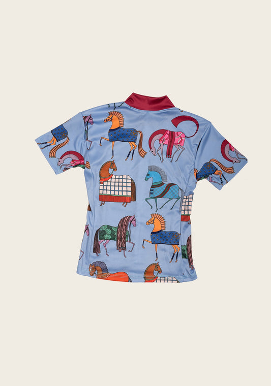 Fun in the Barn Light Blue Blue Children's Short Sleeve Shirt
