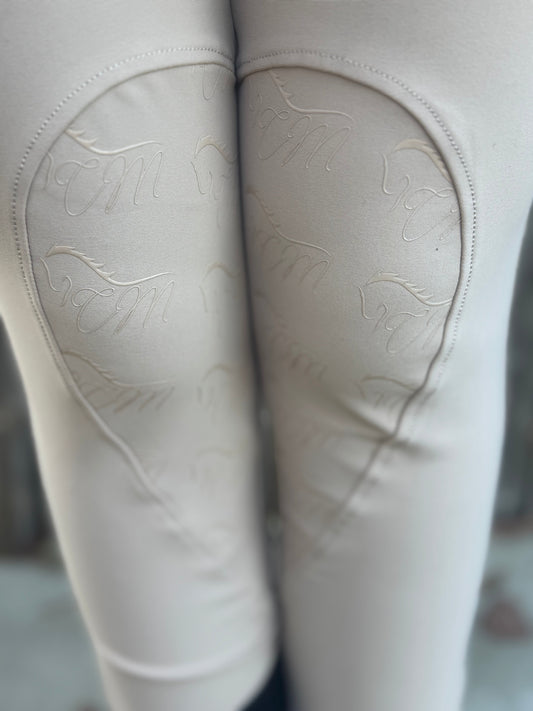 Cm Tan Knee Equestrian Button Breeches with CM logo