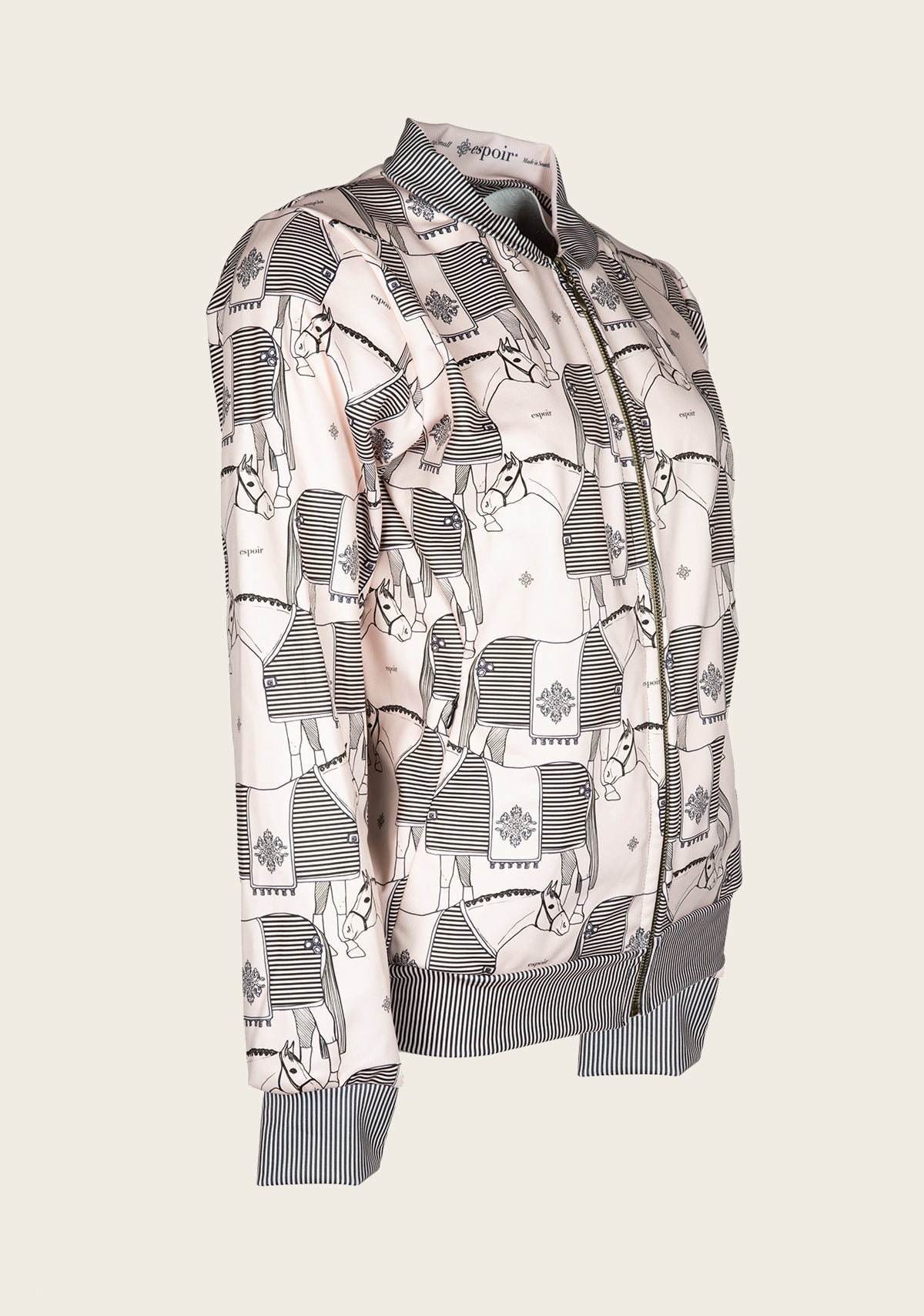 ON SALE!!! Espoir Beige Blanketed Horse Bomber Jacket