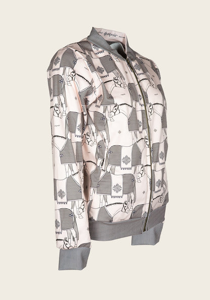 ON SALE!!! Espoir Beige Blanketed Horse Bomber Jacket