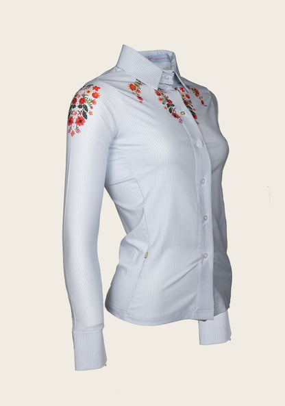 Joie Floral & Blue Stripe Ladies’ Button Shirt