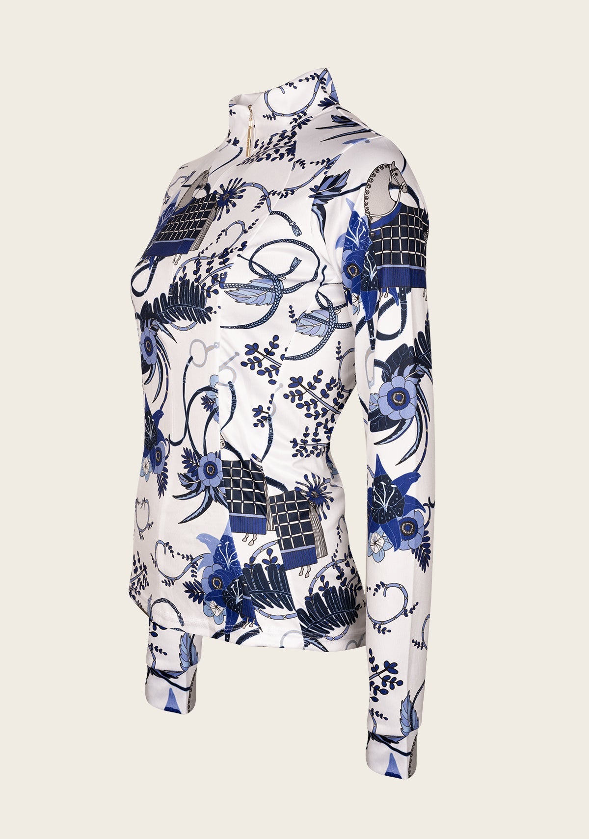 Botanical Blue Quarter Zip Sun Shirt