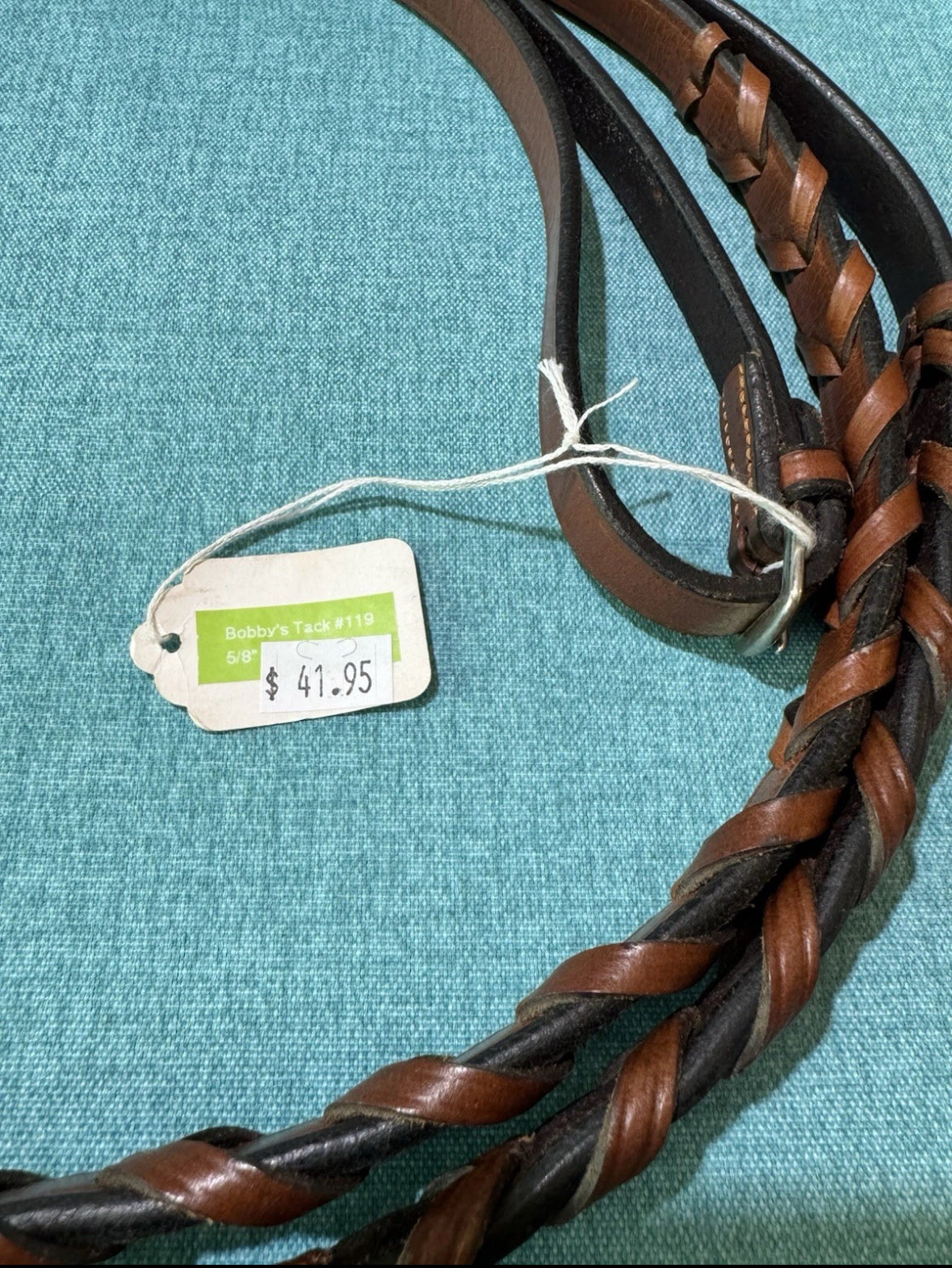 NEW Bobby’s 119 English Flat Laced Leather Reins 5/8”x54” Chestnut Silver Spur