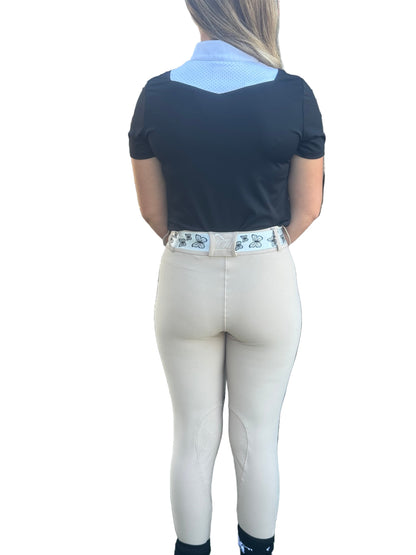 Cm Tan Knee Equestrian Button Breeches with CM logo