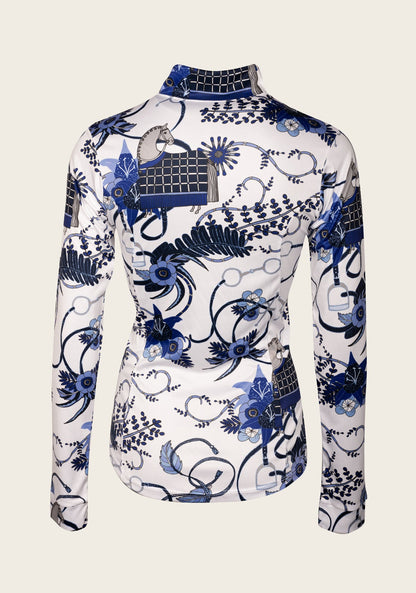 Botanical Blue Quarter Zip Sun Shirt