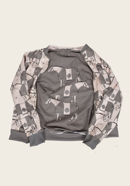ON SALE!!! Espoir Beige Blanketed Horse Bomber Jacket