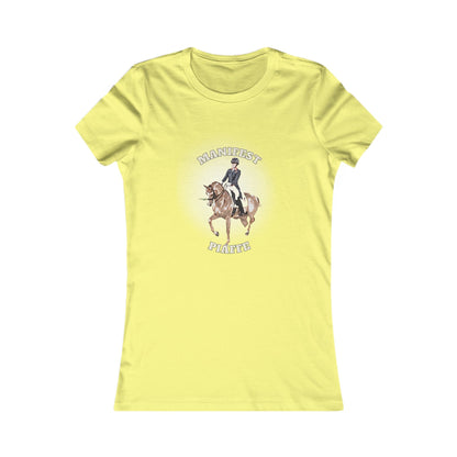 Dressage Dreamer: Women's 'Manifest Piaffe' Horse Themed T-Shirt