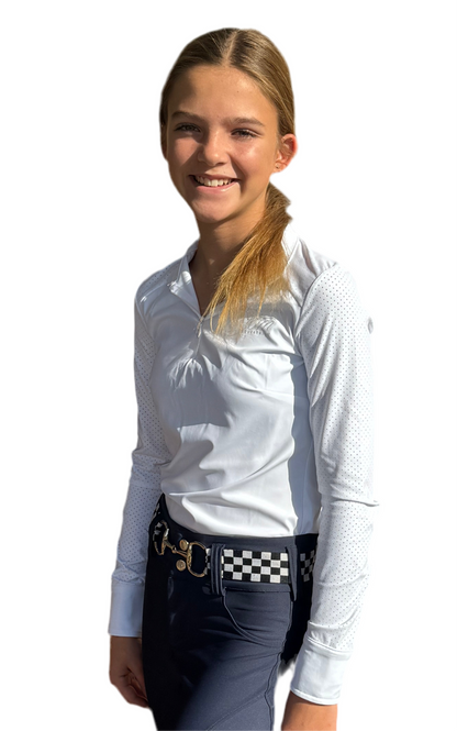 White Equestrian Fancy cuff long sleeve training shirt