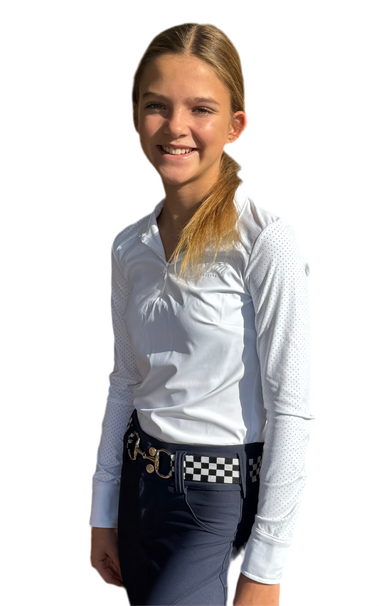 White Equestrian Fancy cuff long sleeve training shirt