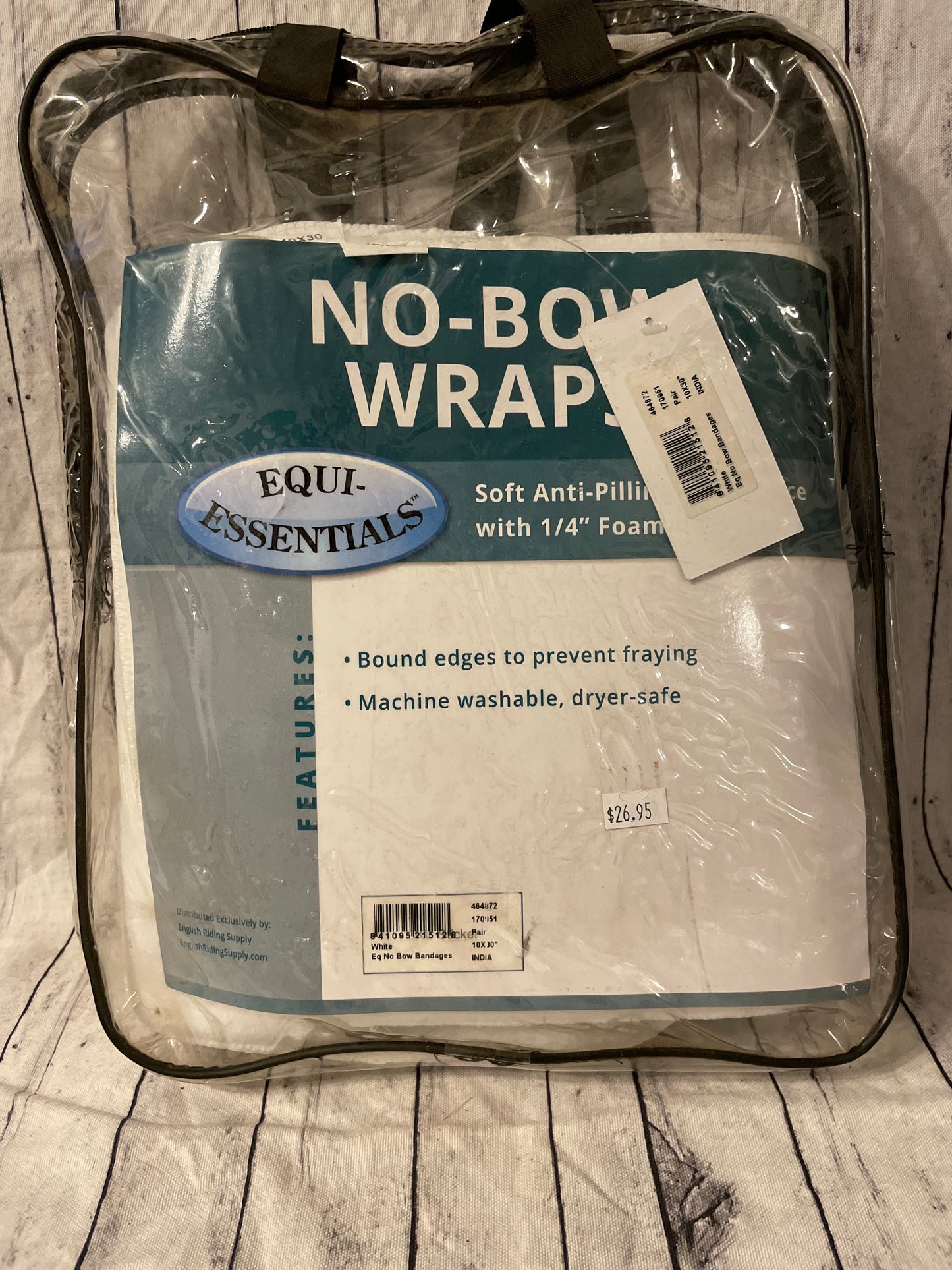 Equi-Essentials No Bow Wraps 10” x 30” – Set of 2 Horse Leg Bandages