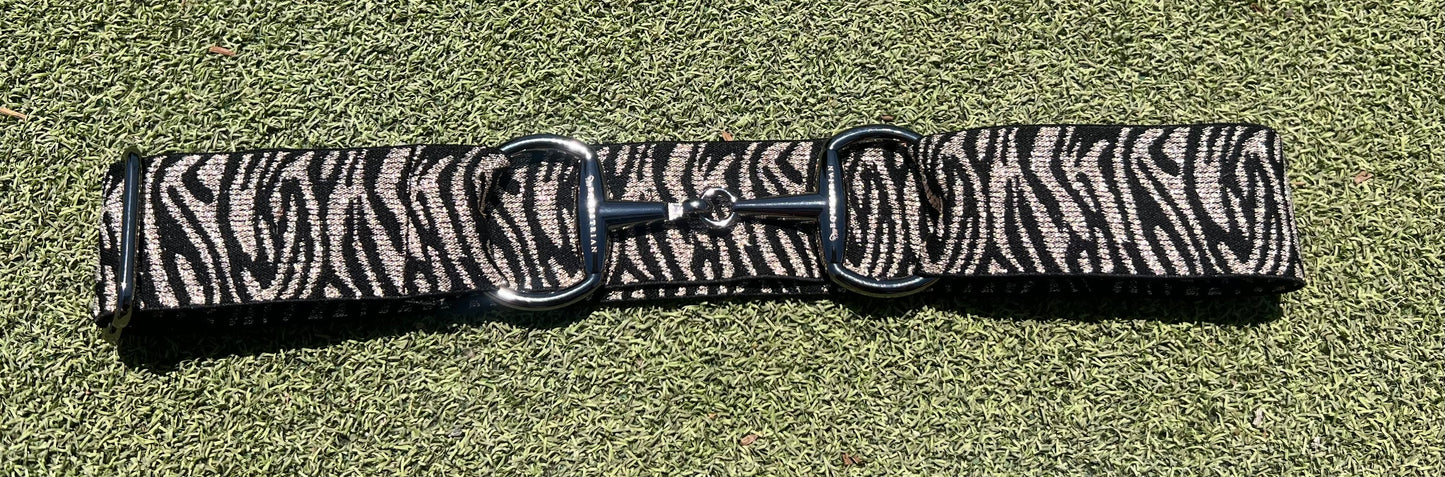 Black and tiger stripe black snaffle belt buckle with adjustable