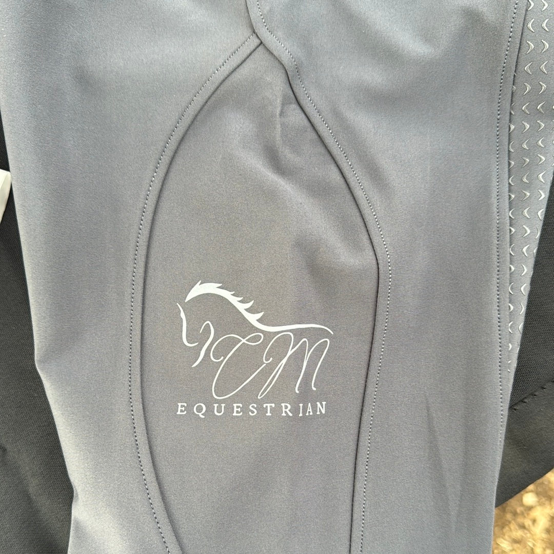 Dark Grey Button up CM logo Breeches Women's Full Seat Riding Active Silicon Grip Horse Riding Equestrian Breeches