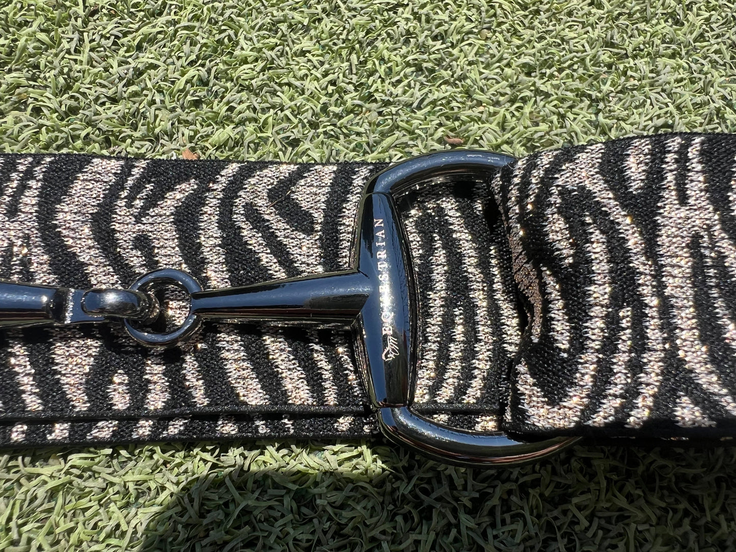 Black and tiger stripe black snaffle belt buckle with adjustable