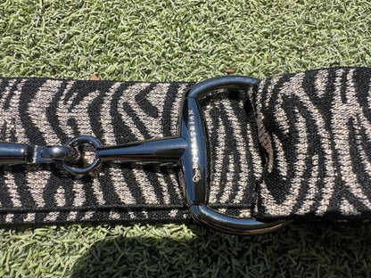 Black and tiger stripe black snaffle belt buckle with adjustable