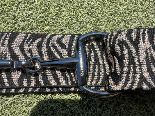 Black and tiger stripe black snaffle belt buckle with adjustable