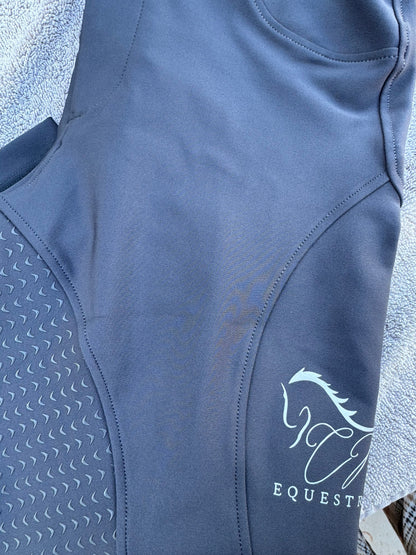 Navy Button up CM logo Breeches Women's Full Seat Riding Active Silicon Grip Horse Riding Equestrian Breeches