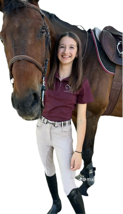 Tan CM Button up logo Breeches Women's Full Seat Riding Silicon Grip Horse Riding Equestrian Breeches