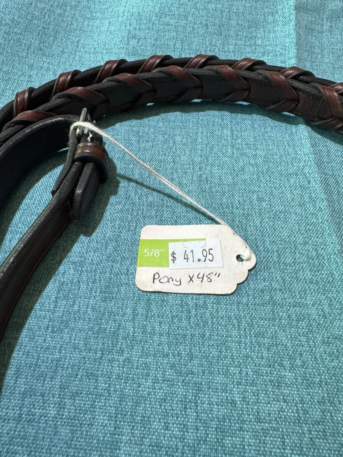 NEW 119 Bobby’s 5/8”x48” Havana Silver Spur Flat Leather Laced Snaffle Rein
