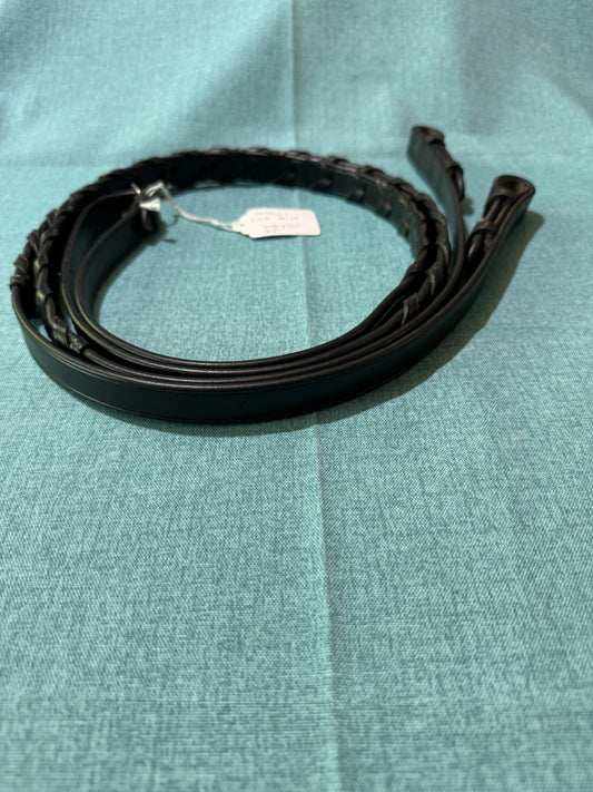 NEW 119 Bobby’s 3/4”x50” Black Silver Spur Flat Leather Laced Snaffle Reins