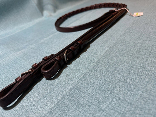 NEW 932-B Bobby’s 5/8”x54” Havana Raised w/Buckle Leather Laced Snaffle Rein