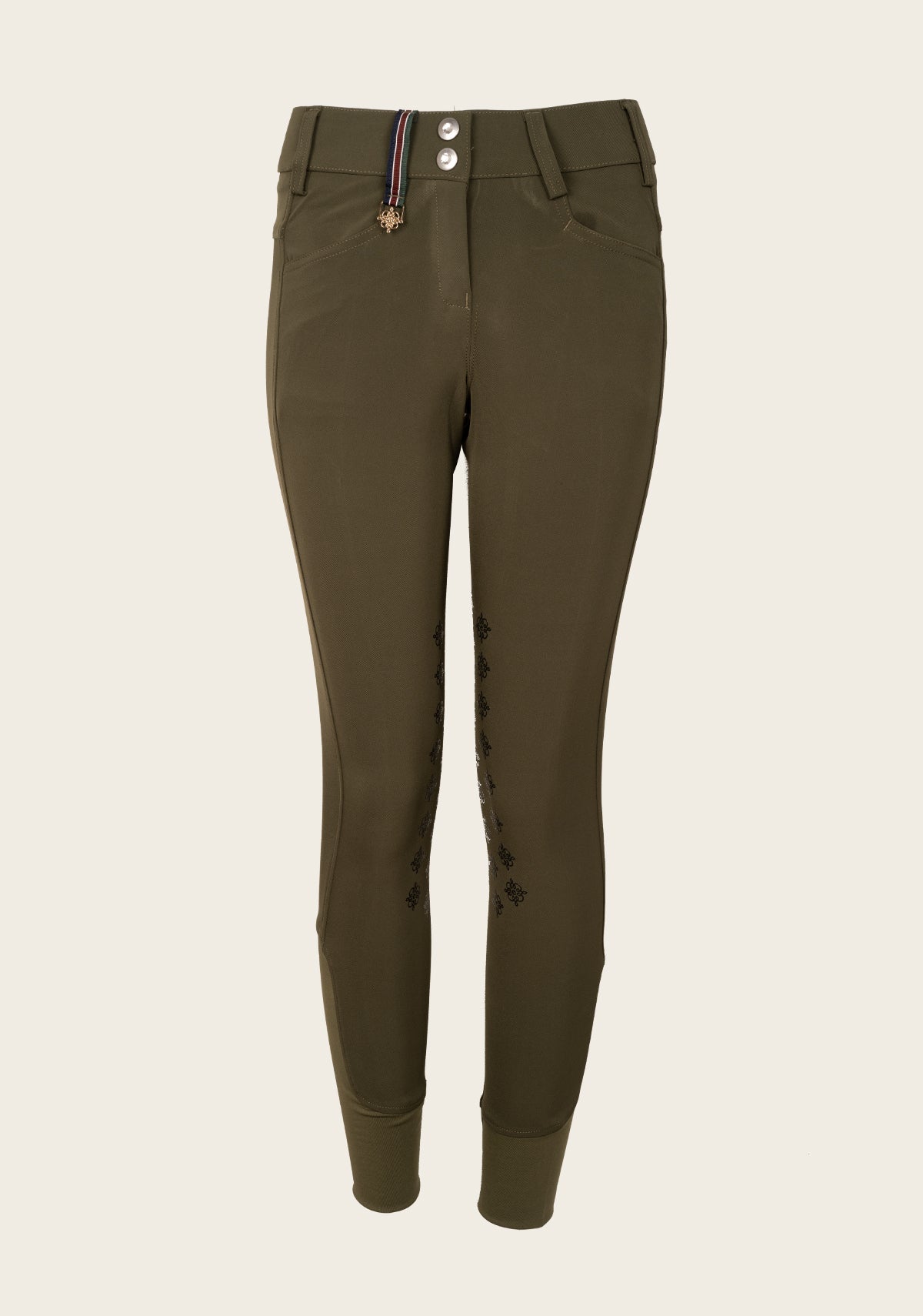 Coquet High Waist Coolmax Olive Knee Patch Breeches