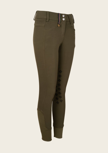 Coquet High Waist Coolmax Olive Knee Patch Breeches
