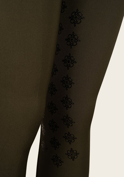 Coquet High Waist Coolmax Olive Knee Patch Breeches